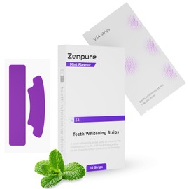 Zenpure Teeth Whitening Strips - 12 Treatments, Mint Flavor - Professional, Enamel-Safe, No Peroxide Dental Whitening for Sensitive Teeth, Fast Home Whitening, Easy-to-Use Teeth Brightening Strips