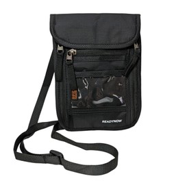 Travel Neck Wallet Passport Holder with RFID Blocking – Lightweight Pouch, Secure Organizer with 3 Zipper Pockets, ID Window, Adjustable Strap, Breathable Mesh Back – 8"x6"