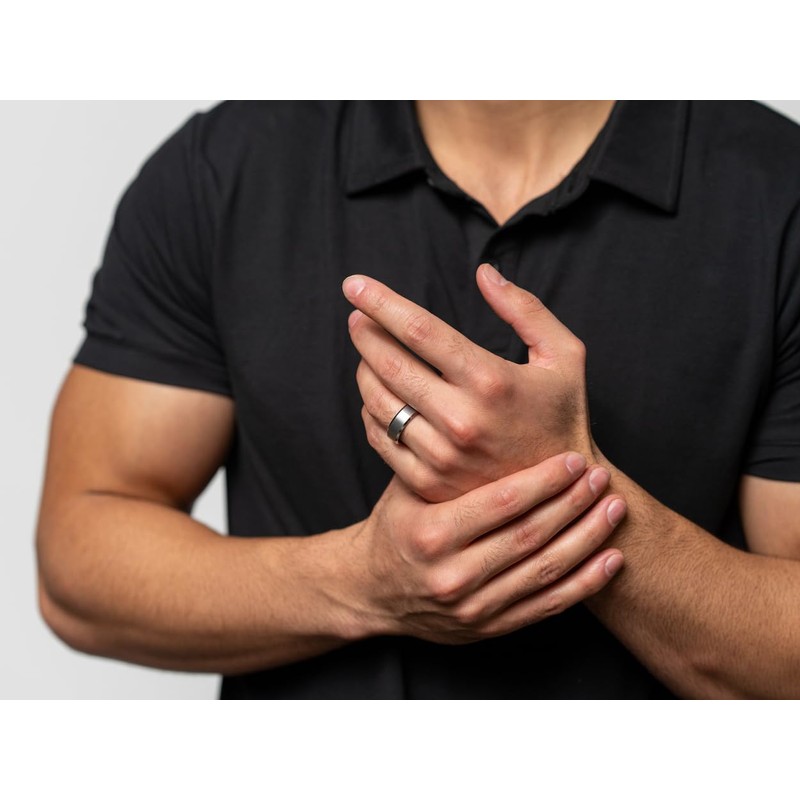 Ridge Beveled Ring Set 8mm - Platinum - 12