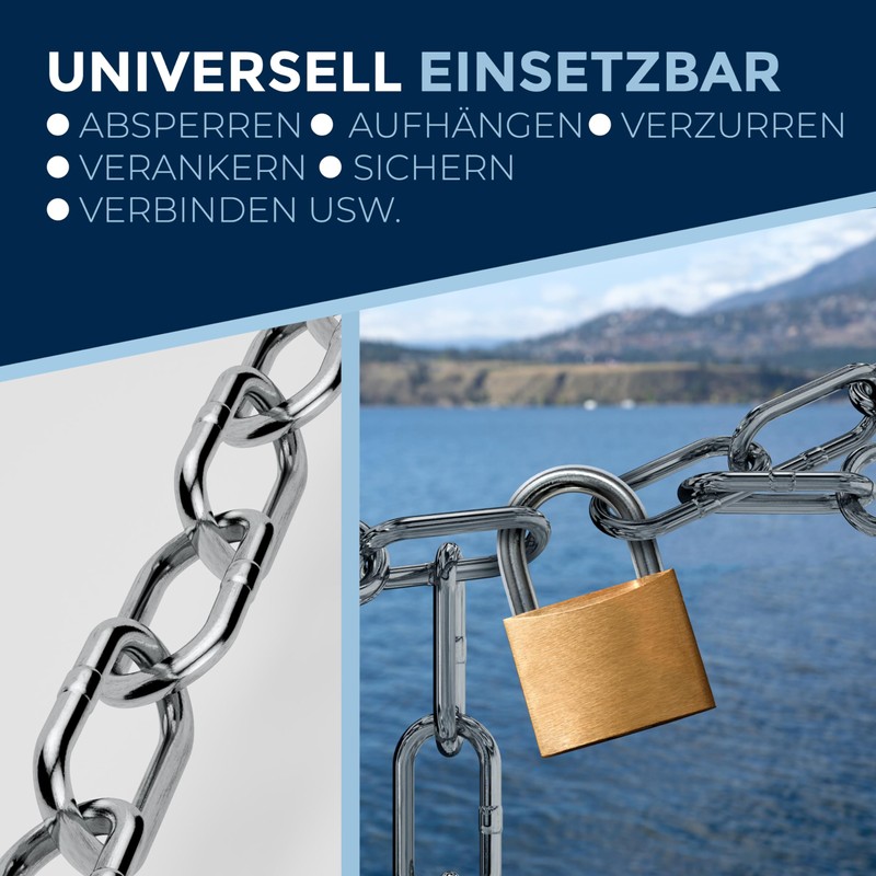 NietFullThings Stainless Steel Chain V4A Long Links in Many Lengths