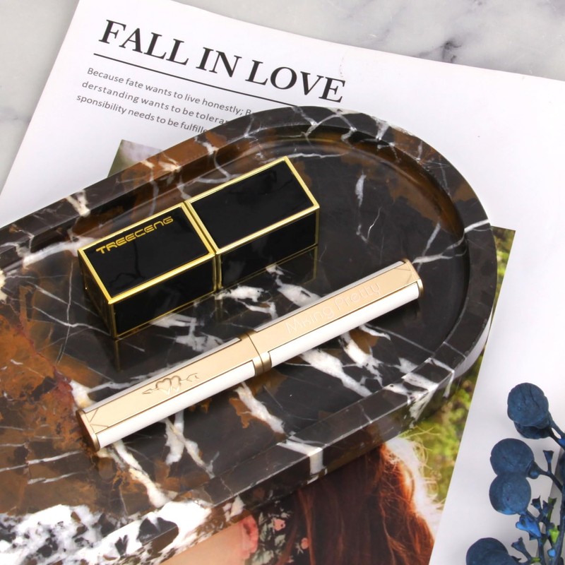 Oval Marble Bathroom Vanity Tray, Natural Luxury Marble Home Kitchen