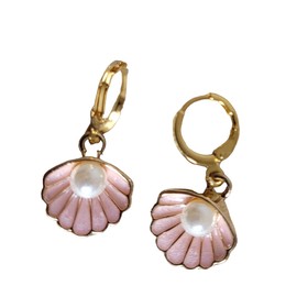 Exquisite pink seashell pearl earrings
