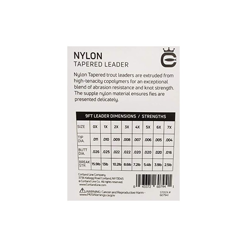 Cortland Line CORTLAND Nylon Tapered Leaders (9FT/3X - 8.6 LB)