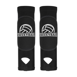 PATIKIL Volleyball Arm Sleeves, 1 Pair Passing Forearm Sleeve with Protection Pads Thumbhole Volleyball Arm Pads for Youth Teenagers Men Women, Black