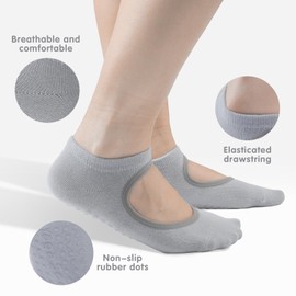 4 Pairs Yoga Pilates Socks for Women Girls, Non Slip Socks, Ladies Non Slip Grip Socks, Breathable Cotton Socks, Trainer Socks, Floor Sock, Anti-Slip Grips Socks for Ballet, Dance, Pilates, Yoga