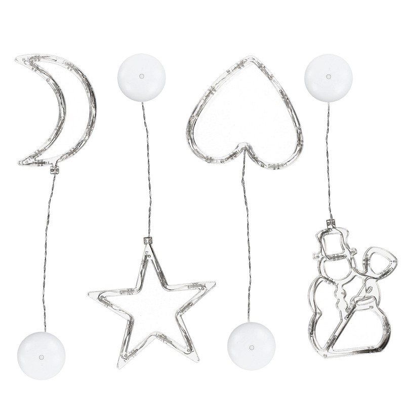 LED Christmas Lights with Suction Cup Snowman Star Moon Heart