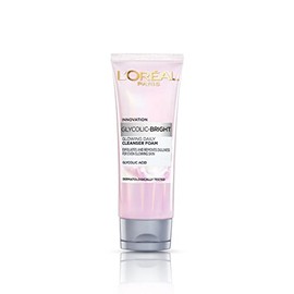 L'Oreal Paris Limpiador facial espumoso diario glicólico brillante, 1.7 fl oz | Lavado facial diario brillante para piel opaca