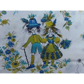 VINTAGE RARE & OOP 1950's 60's Lime & Aqua STRAW HAIR BOYS, GIRLS, CAT, FISHING