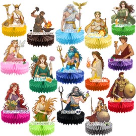 Greek Mythology Honeycomb Centerpieces Table Decorations, 15pcs Olympian Gods Honeycomb Centerpieces, Htabiol Greek Mythology Decor, Greek Gods Party Decorations, Suit for Ancient Greece Party