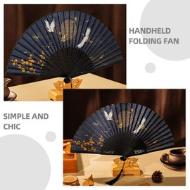 Luxshiny Abanico De Mano Plegable Abanicos De Tela De Seda Vintage Japonés Chino Abanicos De Mano Abanicos De Mano para Fiesta De Boda Decoración De Pared