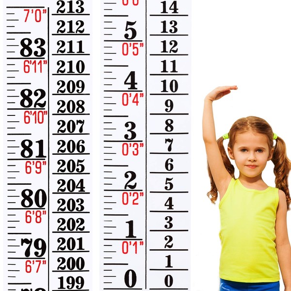 Growth Chart Wall Labels Baby Height Indicator Tape Ruler Height Growth Chart Decor Ruler Height Indicator Adhesive Ruler for Home Classroom Nursery Baby Room Measuring Kids Boys Girls(White)