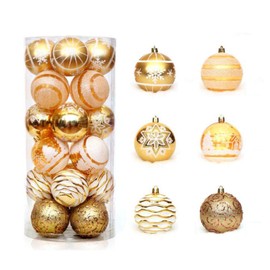 Christmas Ornaments, 24pcs Ball Decoration Elegant Christmas Tree Decor Stylish, Room, Coffee House, Store, Miscellaneous Goods, Gift, Christmas Ball Ornaments (6cm, Gold)