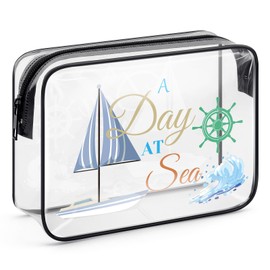 Cruise Lovers Gifts for Women Sailor Gift Captain Makeup Bag Skipper Gift Ocean Themed Clear Cosmetic Bag Cruise Party Gift Cruise Summer Vacation Toiletry Bag Birthday Graduation Gift for Beach Lover