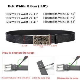 IWFTC Ladies' Vintage Belt-Genuine Leather,Adjustable Sizing,Timeless Design for Dresses,Skirts,and Jeans, Retro Elegance, Black, Fits Waist 37-45"