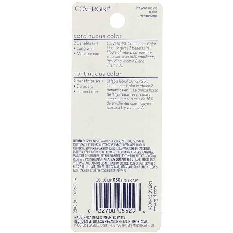 Cover Girl Continuous Color Cream Lipstick, Its Your Mauve #030