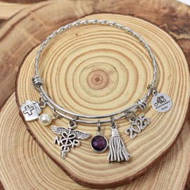 Nurse Practitioner 2025 Graduation Women's Bangle Bracelet in Stainless Steel | Gift for Nurse Practitioner | Perfect Graduation Gift | NP Gift | Nursing School Graduate
