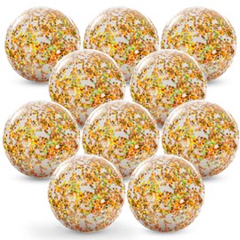 FUTUREPLUSX 10PCS Inflatable Beach Balls, 10" Gold Confetti Balls Inflatable Pool Balls Glitter Beach Balls for Kids Beach Pool Summer Party