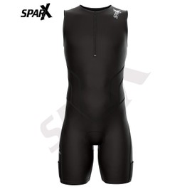 Sparx X Triathlon Suit Men Racing Tri Cycling Skin Suit Bike Swim Run (Black, 2XL)