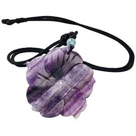 mookaitedecor Fluorite Crystal Flower Necklace for Women, Peach Blossom Flower Pendant Necklace Reiki Chakra Healing Crystal Necklace Jewellery Gift for Women Mum Friend Semi Precious Stone Necklace