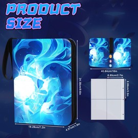 XPJBKC Trading Card Binder, Trading Cards Binder 400 Pockets, 4 Pocket Card binder for Kids, PU Leather card Album for cards Collect, Waterproof Collection Folder for Fans (L)