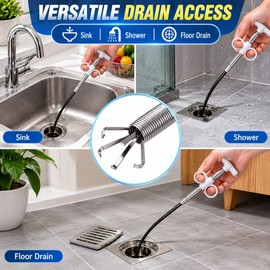 Flexible Drain Grabber for Clog Removal – Long-Reach 4-Claw Pickup Tool for Sinks, Pipes, Showers & Floor Drains