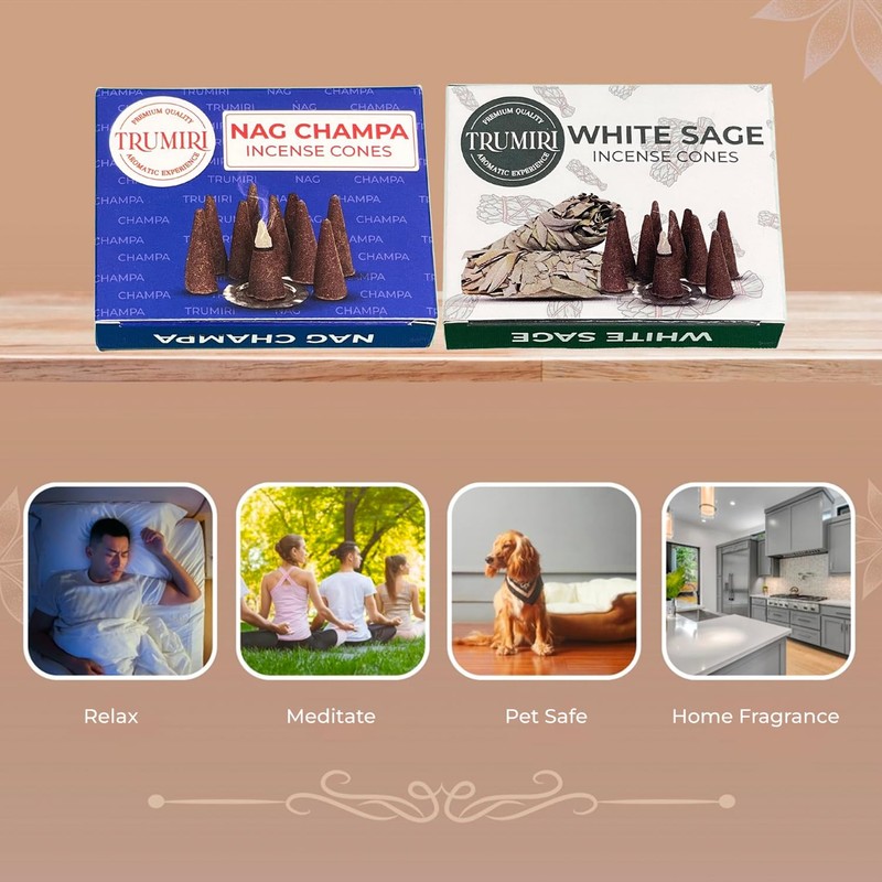 TRUMIRI Incense Cones - Combo Pack of 20 Cone Incense