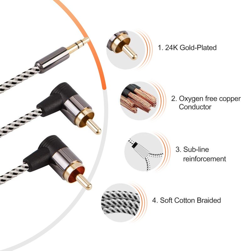 CableCreation RCA to 3.5 mm, 3.5 mm to 2 RCA