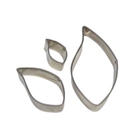 PME Stainless Steel Leaf Cutters, Set of 3, Silver, 4 x 1.2 x 4 cm