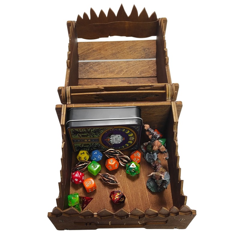Mimic Chest for Dungeons and Dragons Tower with Tray Wood