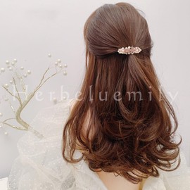 Herbeluemily Barrette, Pearl Bijou Stone, Metal Fittings, Hair Clip, Stylish, Adult, Elegant, G Violet