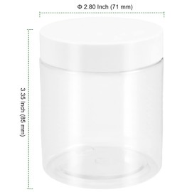 PINGEUI 24 Pack 250ml Clear Round Plastic Jars with Lid, BPA Free Wide Mouth Plastic Container, Empty Sample Storage Pot Jars for Slime, Food, Spices, Liquids, Crafts