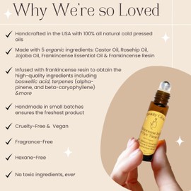 Beauty Glow Age Eraser Rollerball Organic Castor, Rosehip & Jojoba Oils Frankincense Essential Oil & Resin Infused Anti-Aging Miracle Moisturizer Roller Ball Skincare Hydrates Skin Under Eyes for Face