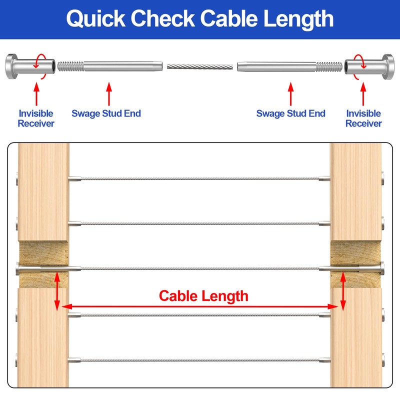 CKE 50 Pack Invisible Cable Railing Kit 1/8" Cable Railing