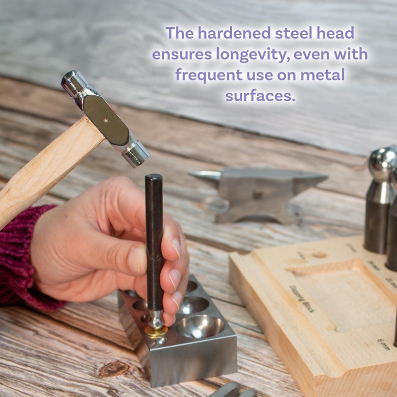 The Beadsmith Ball-Peen Hammer – Dual-Faced Metalworking Tool, 9 Inches,