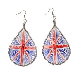 Zac's Alter Ego Union Jack Mesh Net Tear Drop Earrings