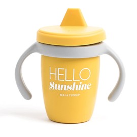 Bella Tunno Happy Sippy Cup – Transition Sippy Cups for Baby 6 Months and Older, Baby and Toddler Sippy Cups with Removable Handles and Non-Toxic, BPA Free Silicone, Hello Sunshine, 8 oz