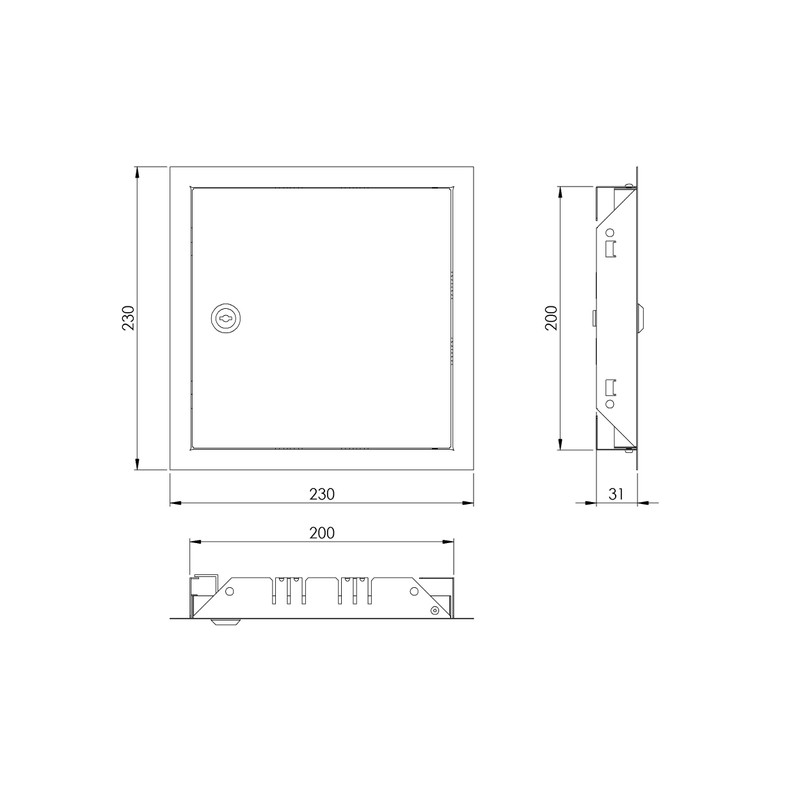 20x20 cm / 8x8 inch White Metal Access Panel -