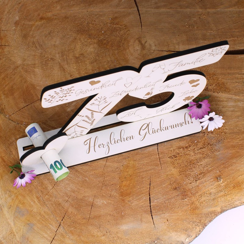 Decorative Stand 75th Birthday Money Gift Anniversary Table Decoration to
