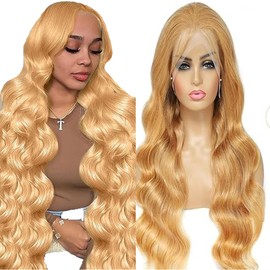 Lakaisa #27 Blonde Wig Human Hair Wig Body Wave Wig Lace Front Wig 13 x 1 HD Lace Wig Natural Brazilian Remy Hair Pre Plucked Natural Hairline with Baby Hair No Smell for Women 20 Inches