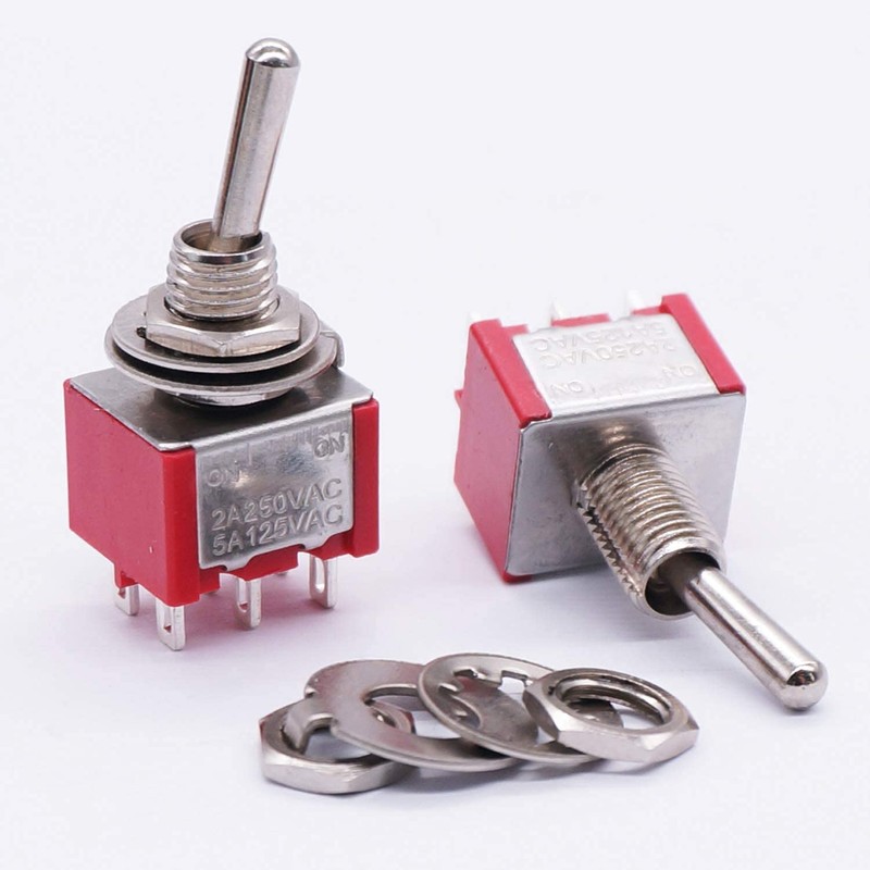 mxuteuk 10Pcs Mini Toggle Switch DPDT 2 Position 6 Pins