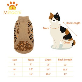 Mihachi Winter Leopard Warm Cat Sweater Fashion Knit Vest for Cats Puppy Small Animals Brown S