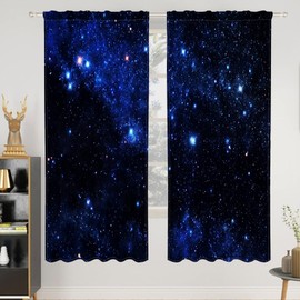 Renaiss 42 x 63 Inch Galaxy Blackout Curtains Outer Space Nebula Universe Starry Sky Night Print Room Darkening Window Curtains Home Decor Bedroom Living Room Rod Pocket Window Drapes Linen 2 Panels