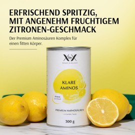 XbyX Clear Aminos Lemon EAA Powder | Premium Amino Acids Complex High Dose | Protein Dietary Supplement Muscle Building ¹ | Vegan & Lactose Free | Low Calorie & No Added Sugar | 300 g | 30 Servings