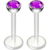 2pc 16g 1.2mm Amethyst CZ Bioplast Labret Bar Flexible Lip