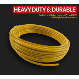 Mytee Products 1/4" OD x 50' Yellow SAE J844 Nylon Air Brake Tubing DOT Approved | Pneumatic Nylon Air Line Hose for Air Brake System