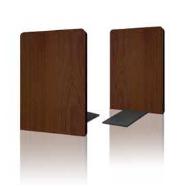 Brosisincorp Walnut Wood Book Ends for Shelves - Hand Polished Edges, Non-Skid Bookends for Heavy Duty Book Holders Office Desk Shelves Decorative Book Organizer, 6.69"H x 4.72"W x 3.94"L (1 Pairs)