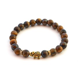 Elephant Bracelet with Natural Stone Beads and Crystal Highlights – BERGERLIN Feel Goods, Unisex, Tiger's eye