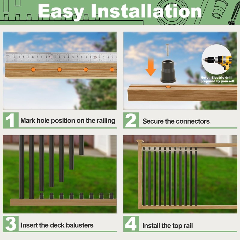 TOCRETOARE 50 Pack 36" Aluminum Deck Balusters, Balusters for Deck