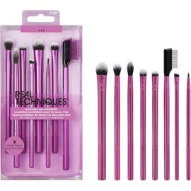 REAL TECHNIQUES, Everyday Eye Essentials, Set de Brochas para Maquillaje de Ojos con Separador de Pestañas, 8 Piezas
