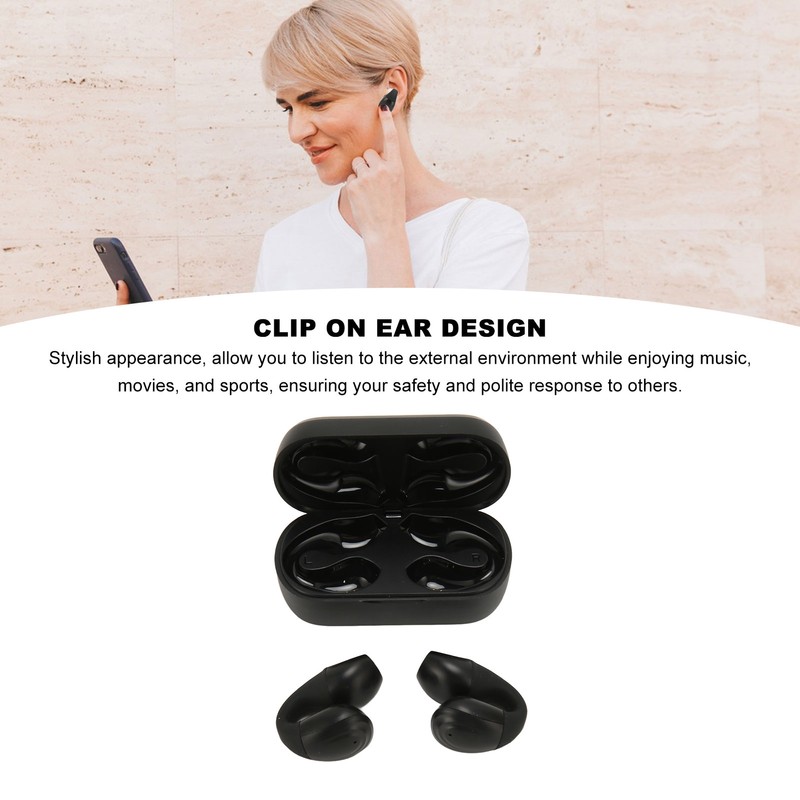 Bluetooth 5.3 Earbuds Noise Reduction Ear Clip Earphones Waterproof Open